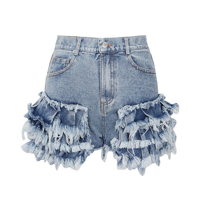 High Waist Blue Denim Short - Azahshopping