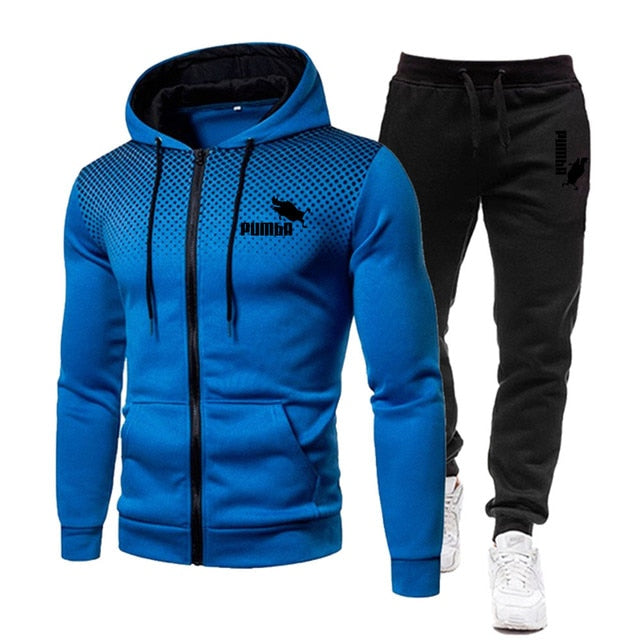 Printing Hoodie Set Fleece Zipper Sweatshirt Tracksuits