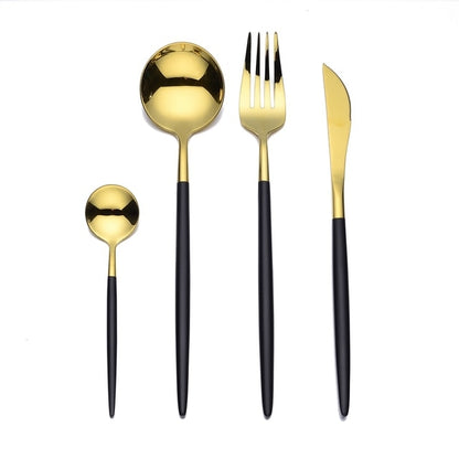 Gold Cutlery Set Forks Spoons Knives Tableware Steel Cutlery Set Stainless Steel