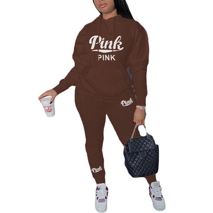 Hooded Long Sleeve Sweatshirt + Jogger Pants Tracksuits - Pant Sets