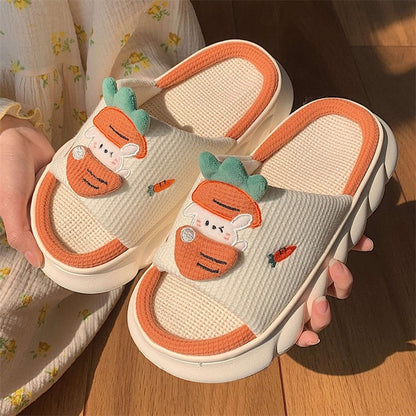 Women Platform Slippers Cute Cartoon Indoor Spring Summer Shoes