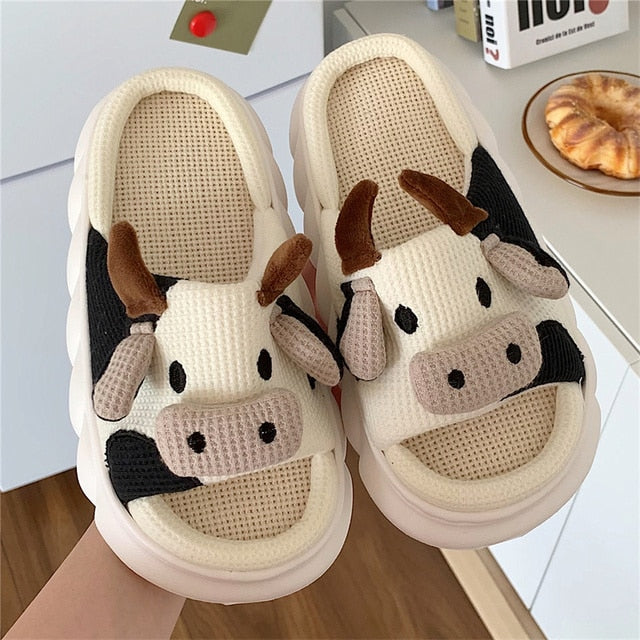 Women Platform Slippers Cute Cartoon Indoor Spring Summer Shoes