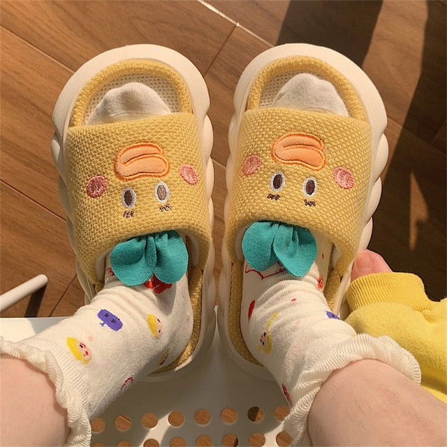 Women Platform Slippers Cute Cartoon Indoor Spring Summer Shoes