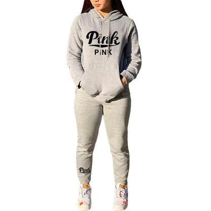 Hooded Long Sleeve Sweatshirt + Jogger Pants Tracksuits - Pant Sets