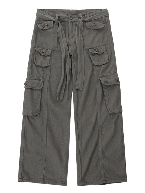 High Street Retro Casual Large Pocket Overalls Cargo Pants