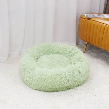 Super Soft Pet Cat Bed Plush Full Size Washable Calm Bed Donut Bed