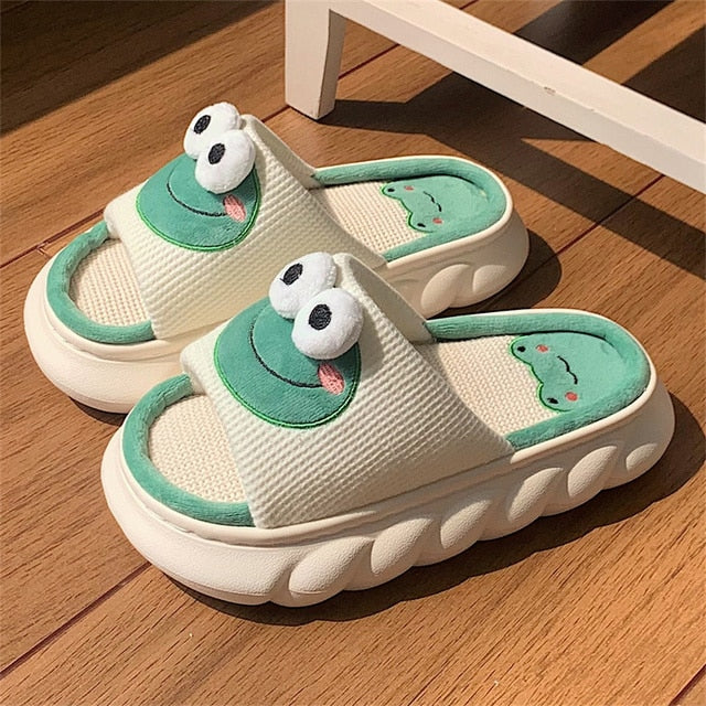 Women Platform Slippers Cute Cartoon Indoor Spring Summer Shoes