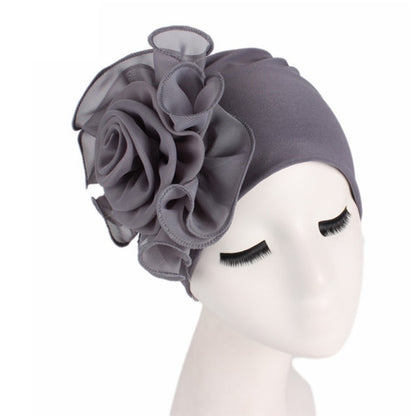 Large Flower Stretch Scarf Hat Ladies Elegant Fashion Hair Accessories Chemo Hat Women Turban Bandanas