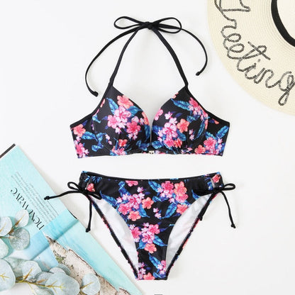 Push Up Floral Printed Swimsuit - Two piece