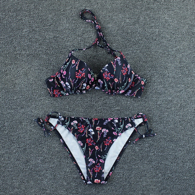 Push Up Floral Printed Swimsuit - Two piece