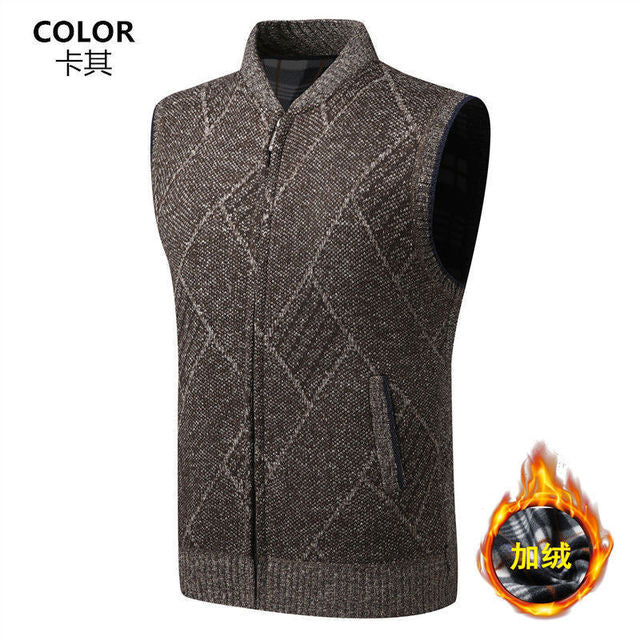 Thick Fleece Knitted Casual Sweater Vest For Men