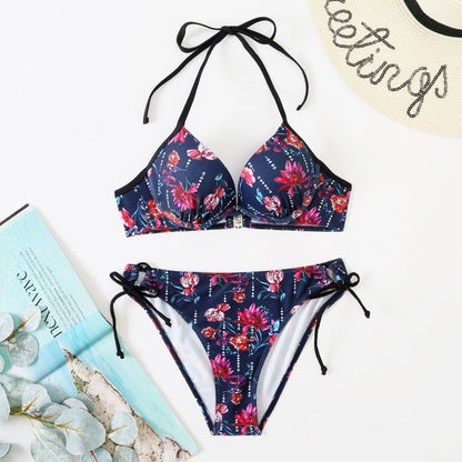 Push Up Floral Printed Swimsuit - Two piece