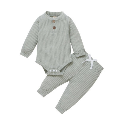 Knitted Warm 2pcs Suit Toddler Girl Boy Long Sleeve Romper