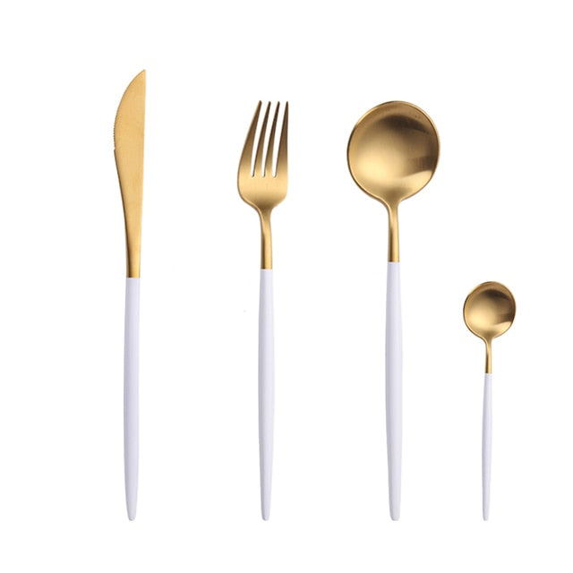 Gold Cutlery Set Forks Spoons Knives Tableware Steel Cutlery Set Stainless Steel