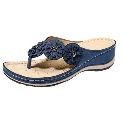 Summer Retro Flowers Flat Sandal For Women