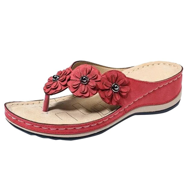 Summer Retro Flowers Flat Sandal For Women