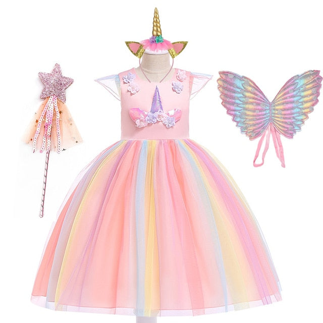 Unicorn Girls Knee Dress Kids Birthday Party Princess