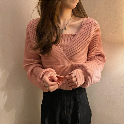 One Size Loose Knitted Pullover Sweater Top