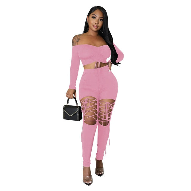 Off Shoulder 2 Piece Set for Women