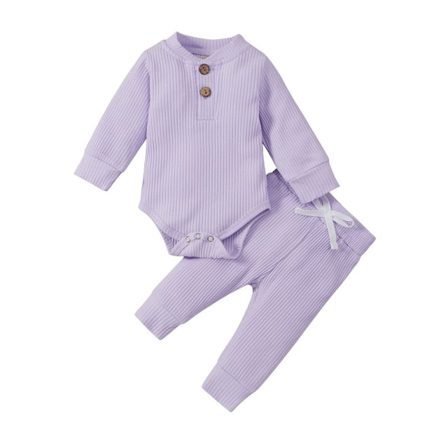 Newborn Winter Baby Girl Long Sleeve Romper Pants Sets