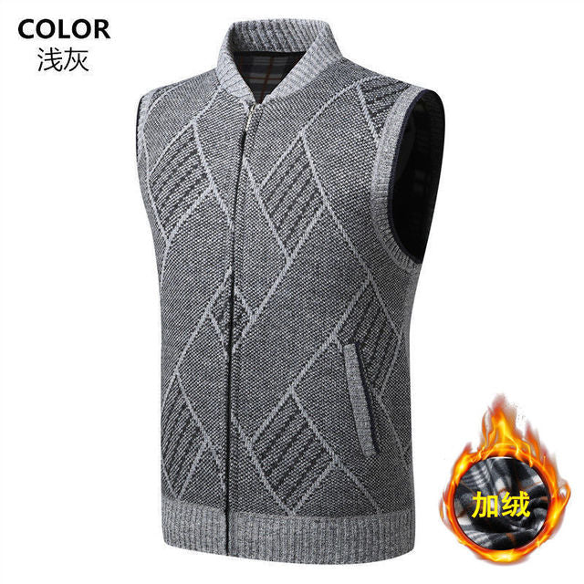 Thick Fleece Knitted Casual Sweater Vest For Men