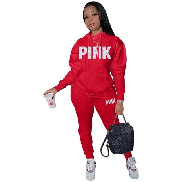 Hooded Long Sleeve Sweatshirt + Jogger Pants Tracksuits - Pant Sets