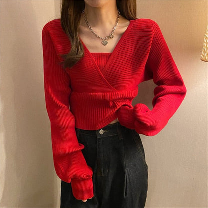 One Size Loose Knitted Pullover Sweater Top