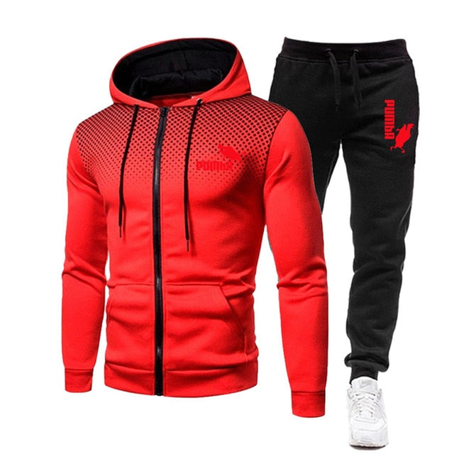 Printing Hoodie Set Fleece Zipper Sweatshirt Tracksuits