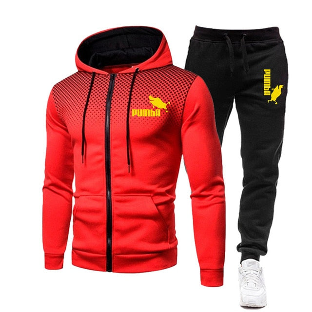 Printing Hoodie Set Fleece Zipper Sweatshirt Tracksuits