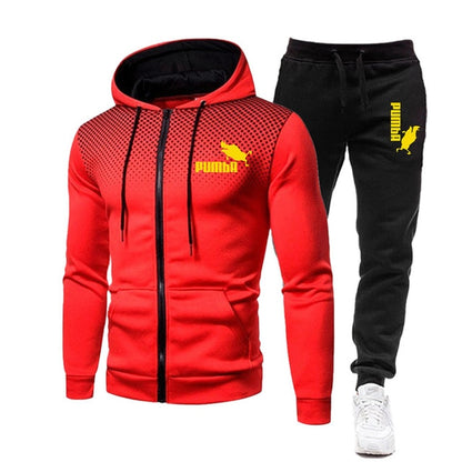 Printing Hoodie Set Fleece Zipper Sweatshirt Tracksuits