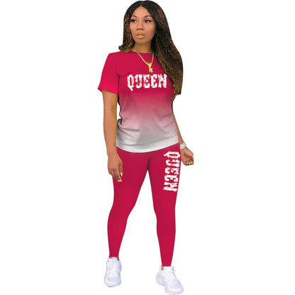 Tracksuits Letters O-neck Elastic Outfits - Pant Sets - Azahshopping