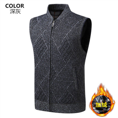 Thick Fleece Knitted Casual Sweater Vest For Men