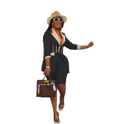 Patchwork Long Sleeve Corset 2 Piece Sets - Azahshopping