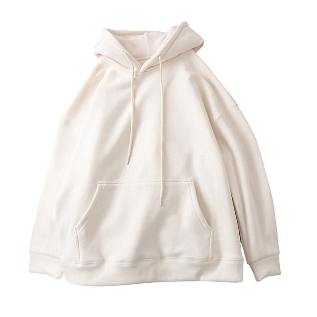 Hooded Sweatshirt Unisex Oversized Hoodie Autumn Winter Long Sleeved Pullover Lazy Style Loose Hooded Top Solid Couple Clothes