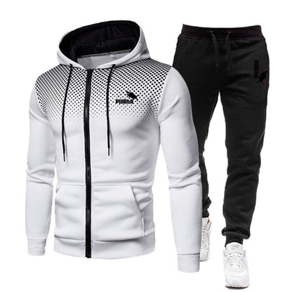 Printing Hoodie Set Fleece Zipper Sweatshirt Tracksuits