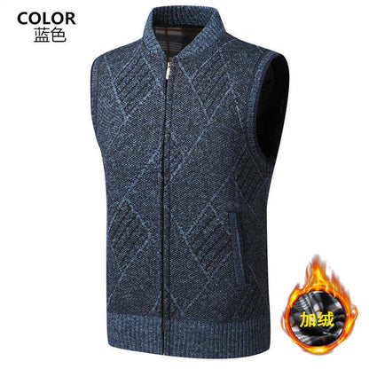 Thick Fleece Knitted Casual Sweater Vest For Men